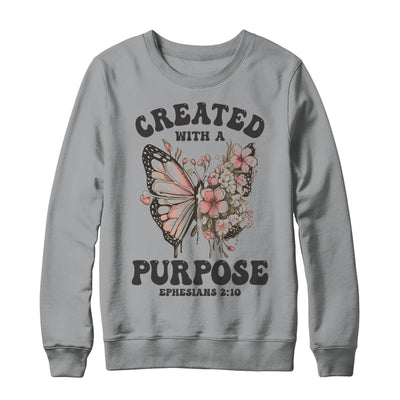 Created With A Purpose Boho Butterfly Christian Women Faith Shirt & Sweatshirt | teecentury