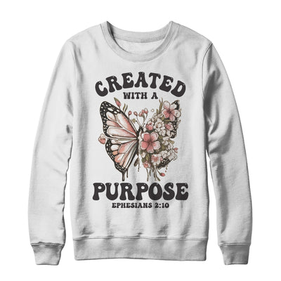 Created With A Purpose Boho Butterfly Christian Women Faith Shirt & Sweatshirt | teecentury