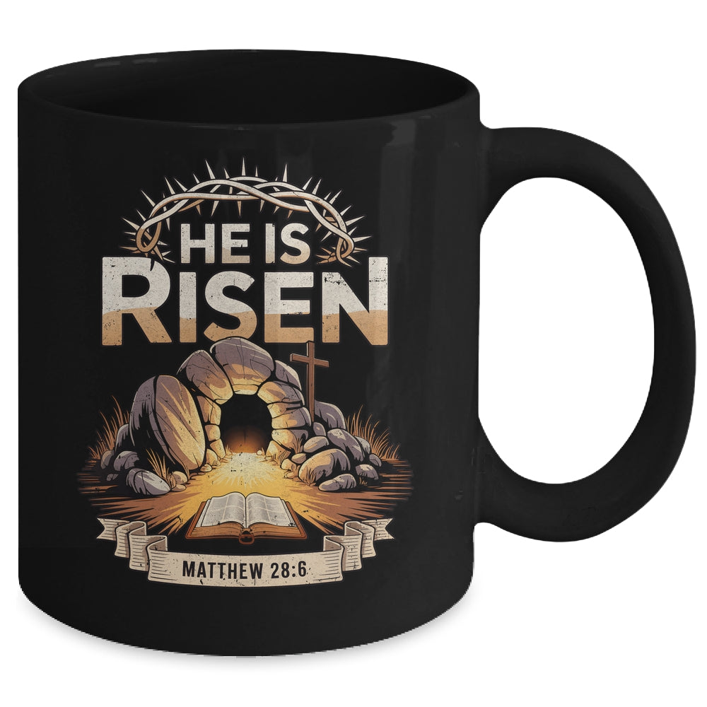 Cross He Is Risen Jesus Religious Easter Christian Men Women Mug | teecentury