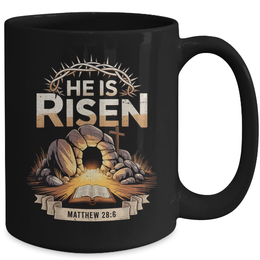 Cross He Is Risen Jesus Religious Easter Christian Men Women Mug | teecentury