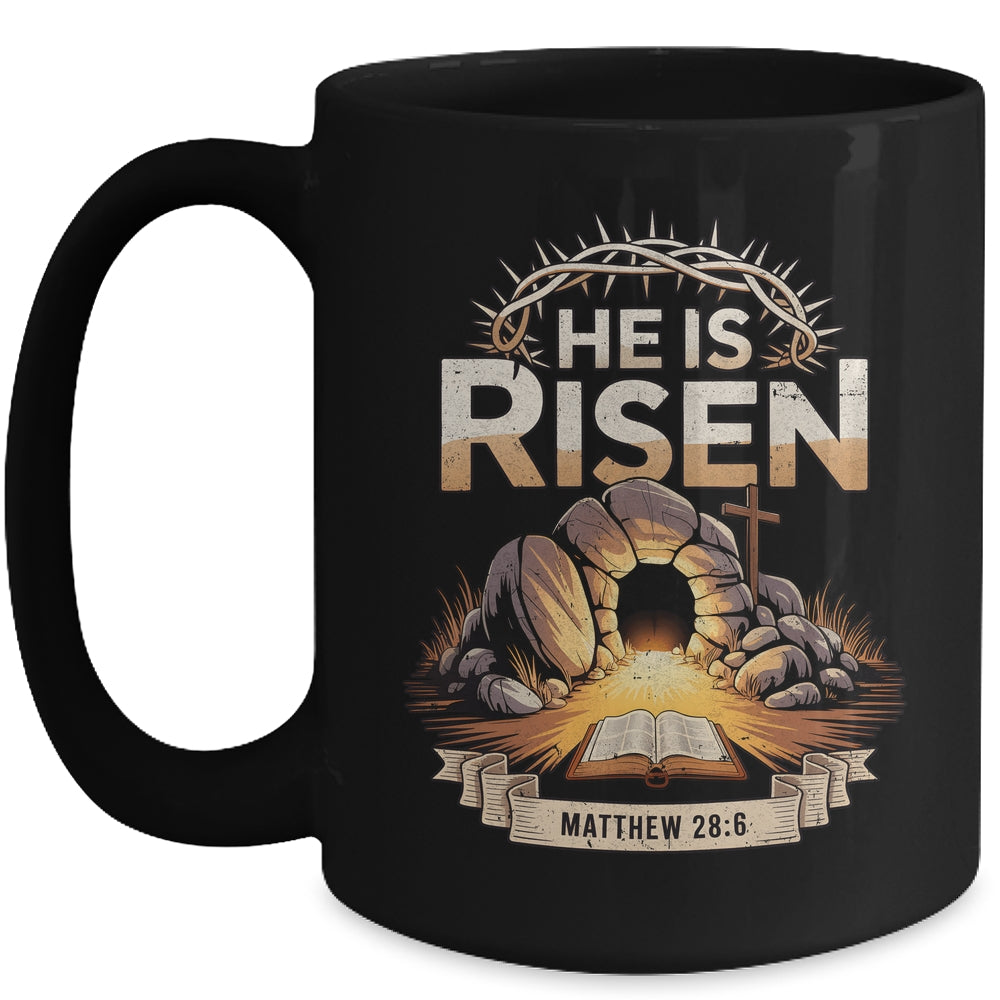 Cross He Is Risen Jesus Religious Easter Christian Men Women Mug | teecentury
