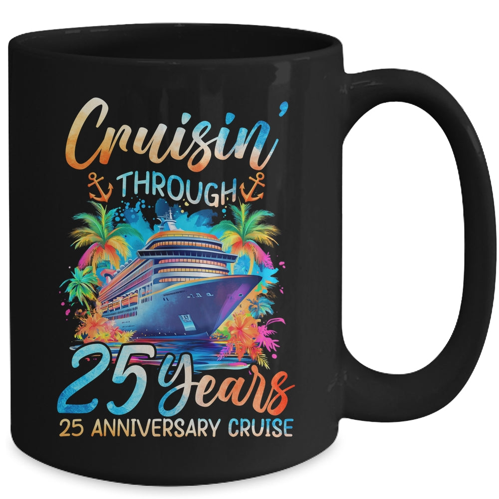 Cruisin Through 25 Years 25th Anniversary Cruise Trip Couple Mug | teecentury