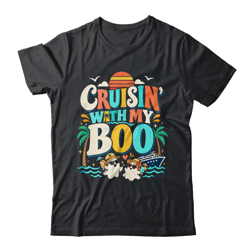 Cruisin' With My Boo Halloween Couples Trip Cruise Funny Shirt & Sweatshirt | teecentury