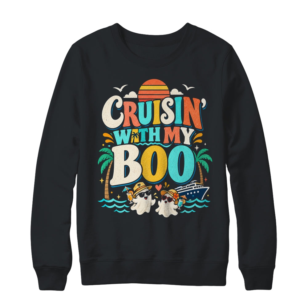 Cruisin' With My Boo Halloween Couples Trip Cruise Funny Shirt & Sweatshirt | teecentury