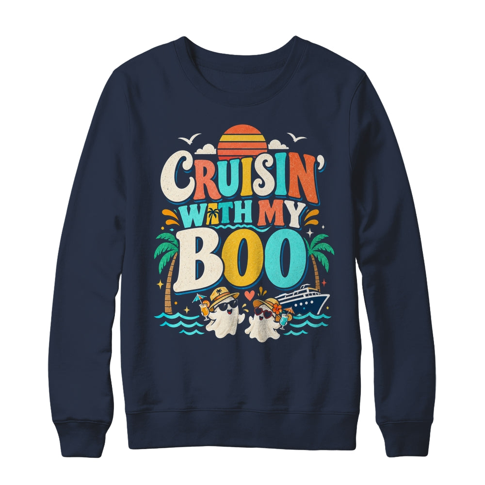 Cruisin' With My Boo Halloween Couples Trip Cruise Funny Shirt & Sweatshirt | teecentury