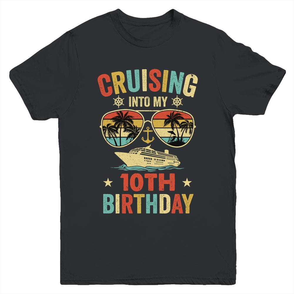 Cruising Into My 10th Birthday Family Cruise 10 Birthday Youth Shirt | teecentury