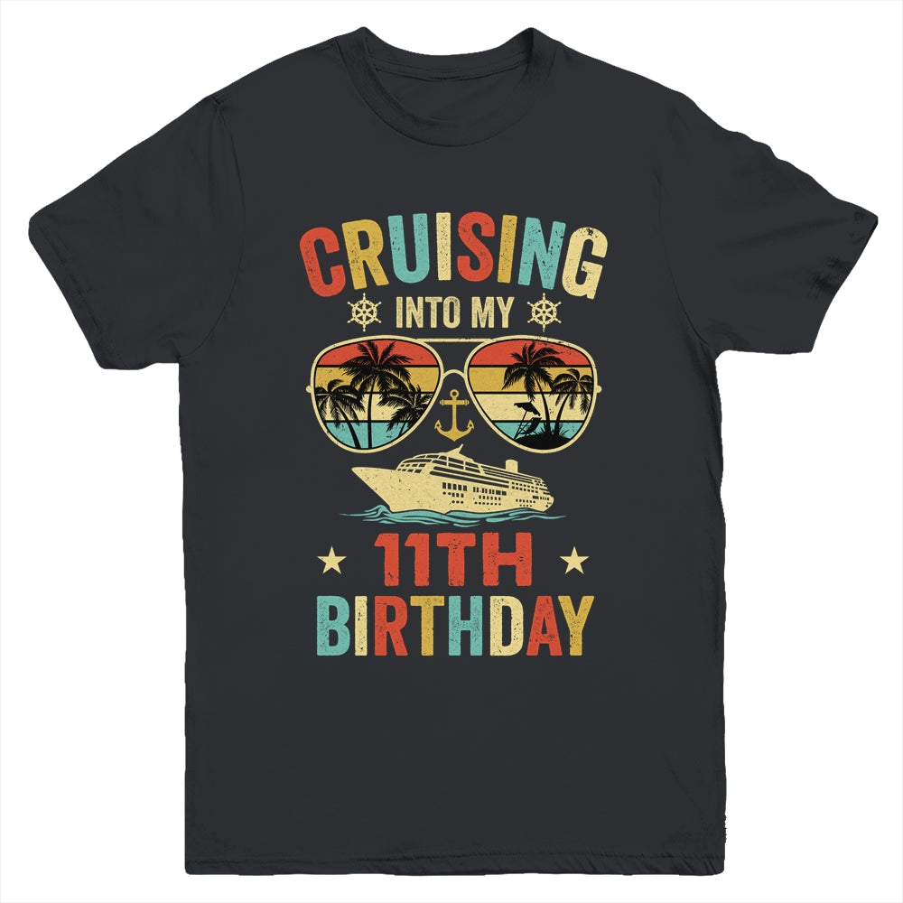 Cruising Into My 11th Birthday Family Cruise 11 Birthday Youth Shirt | teecentury