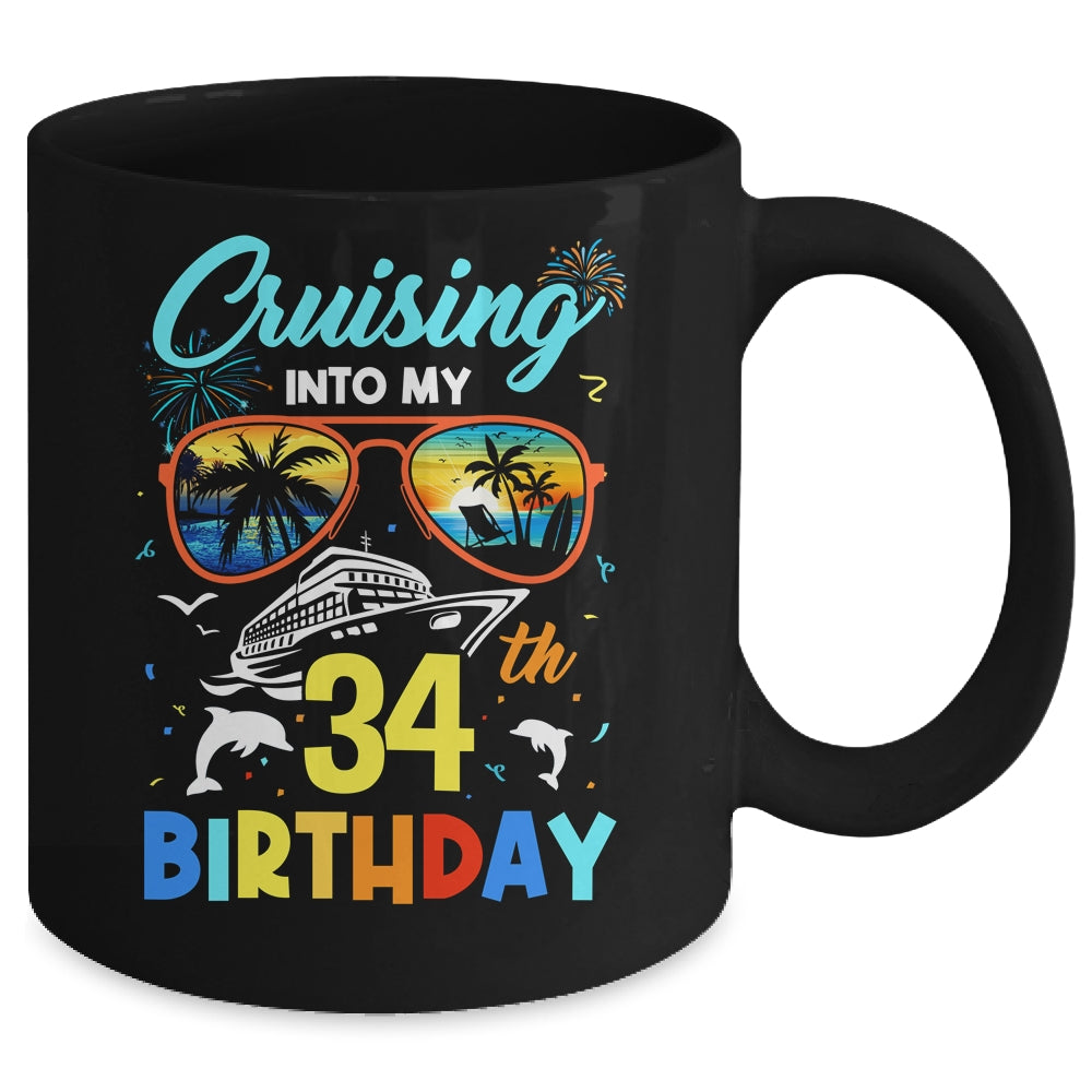 Cruising Into My 34th Birthday Party Cruise 34 Years Old Ceramic Mug 11oz  15oz