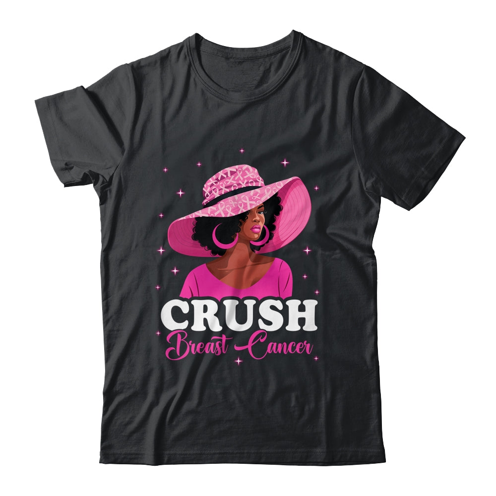 Crush Breast Cancer Awareness Black Afro Woman  Pink Ribbon Shirt & Tank Top | teecentury