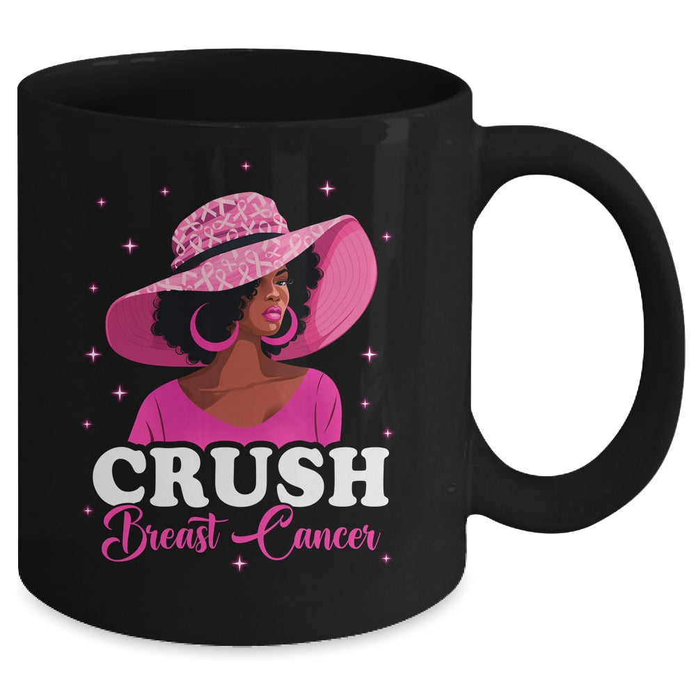 Crush Breast Cancer Awareness Black Afro Woman  Pink Ribbon Mug | teecentury