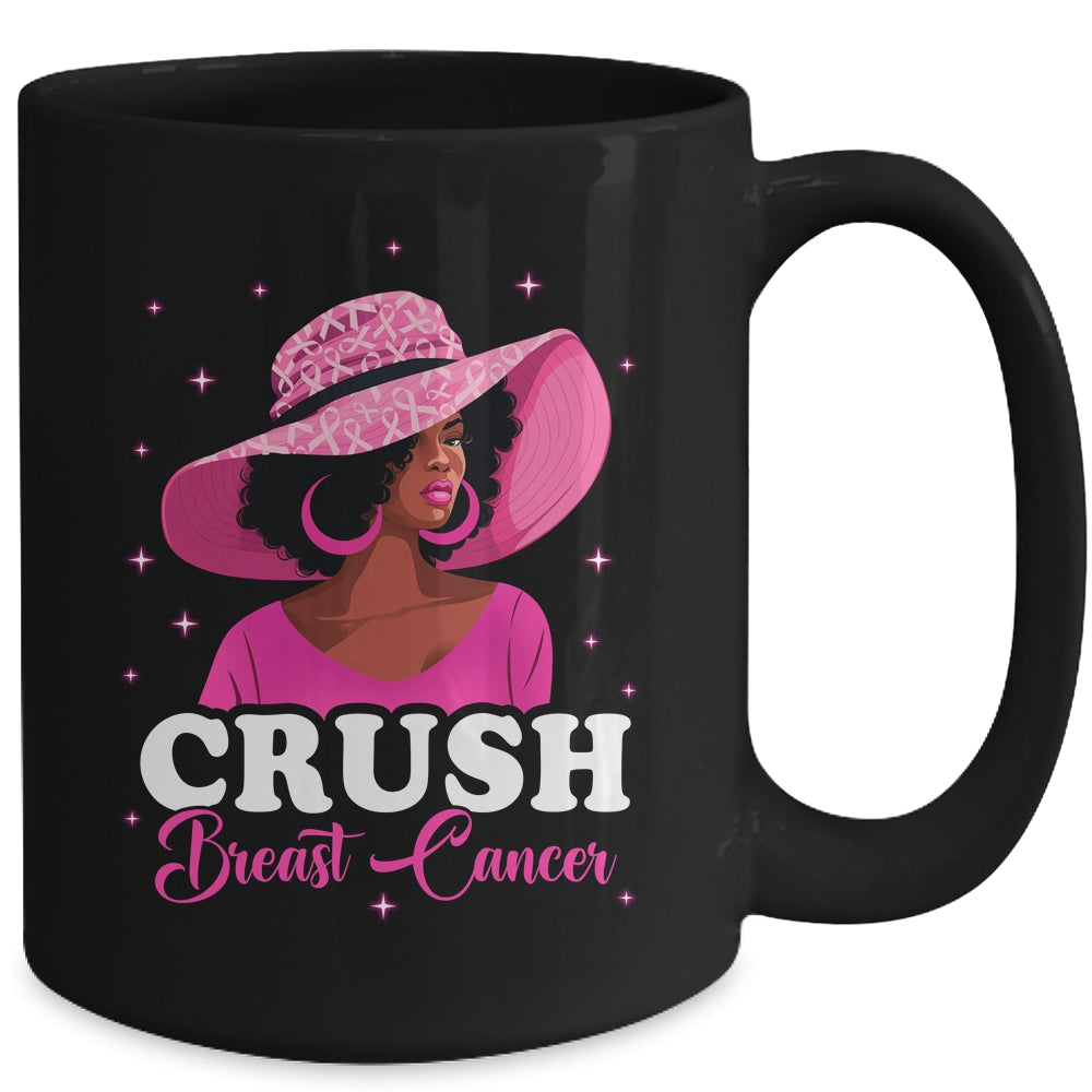 Crush Breast Cancer Awareness Black Afro Woman  Pink Ribbon Mug | teecentury
