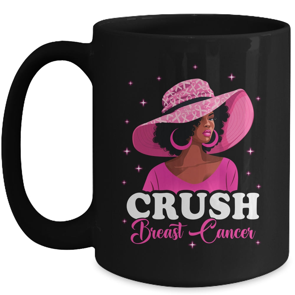 Crush Breast Cancer Awareness Black Afro Woman  Pink Ribbon Mug | teecentury