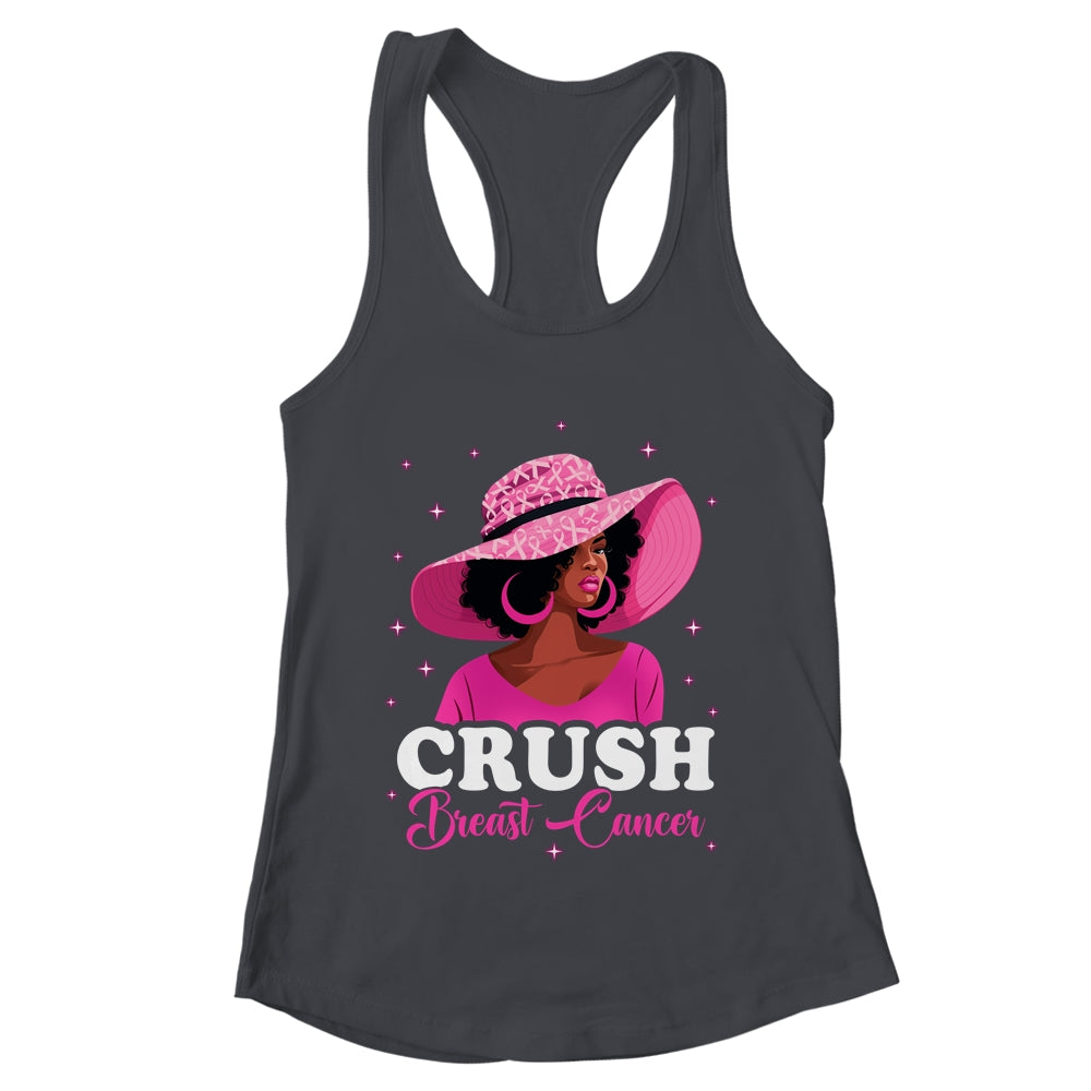 Crush Breast Cancer Awareness Black Afro Woman  Pink Ribbon Shirt & Tank Top | teecentury