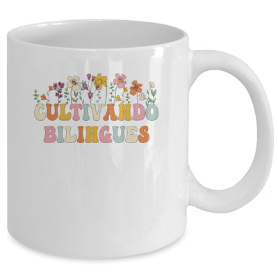 Cultivando Bilingues Wildflowers Teacher Dual Language Crew Mug | teecentury