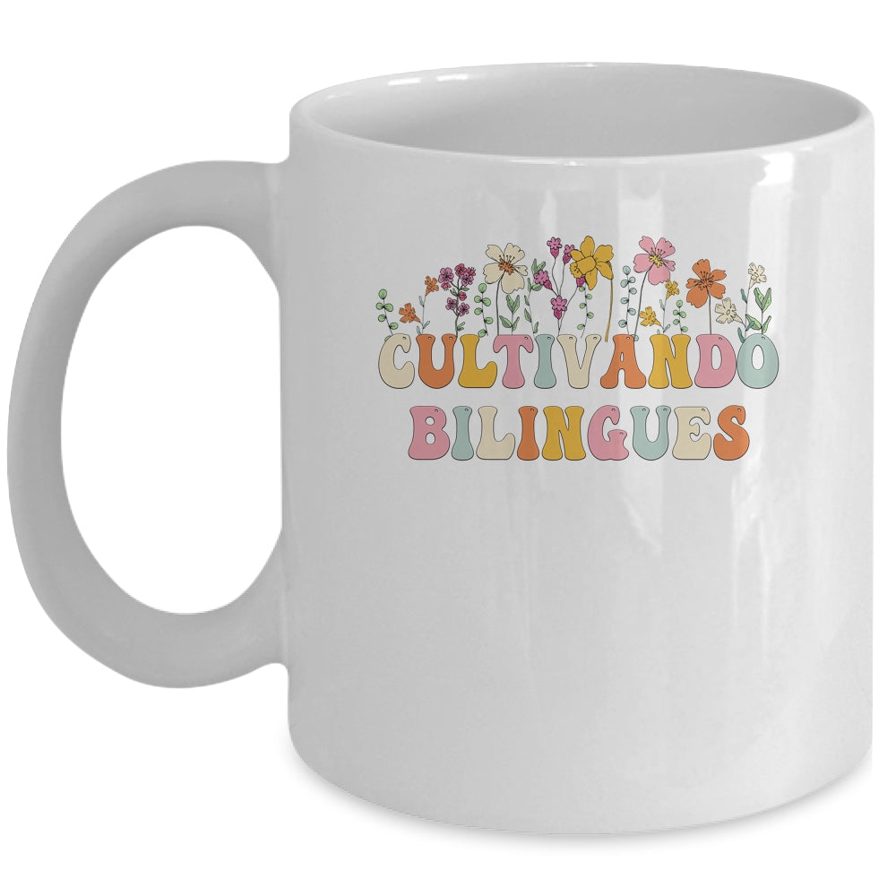 Cultivando Bilingues Wildflowers Teacher Dual Language Crew Mug | teecentury