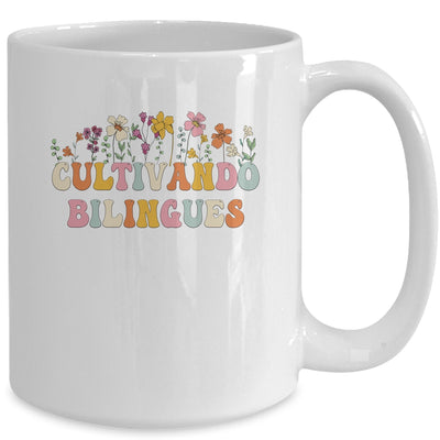 Cultivando Bilingues Wildflowers Teacher Dual Language Crew Mug | teecentury
