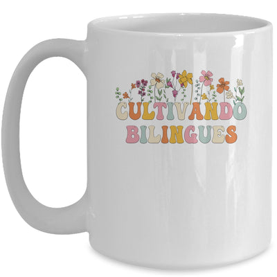 Cultivando Bilingues Wildflowers Teacher Dual Language Crew Mug | teecentury