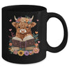 Cute Baby Highland Cow Reading Book Lover Bookworm Girls Mug | teecentury