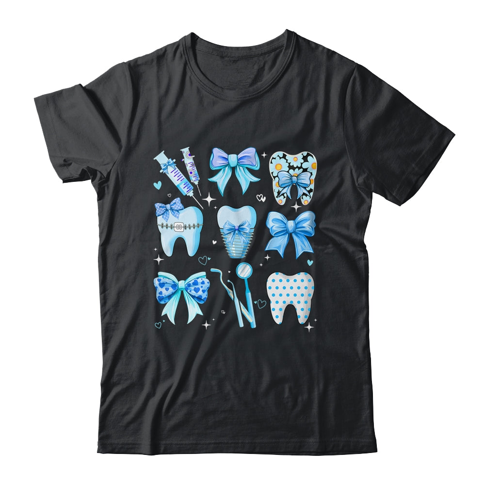 Cute Blue Coquette Bow Teeth Dentist Squad Dental Assistant Shirt & Hoodie | teecentury