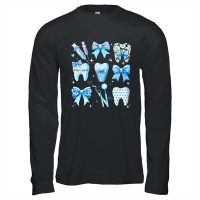 Cute Blue Coquette Bow Teeth Dentist Squad Dental Assistant Shirt & Hoodie | teecentury
