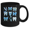 Cute Blue Coquette Bow Teeth Dentist Squad Dental Assistant Mug | teecentury