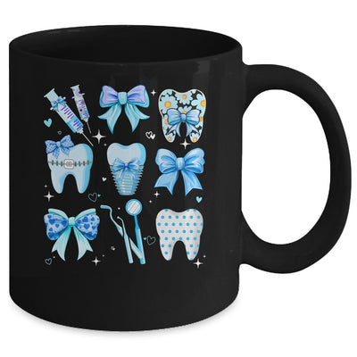 Cute Blue Coquette Bow Teeth Dentist Squad Dental Assistant Mug | teecentury