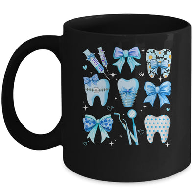 Cute Blue Coquette Bow Teeth Dentist Squad Dental Assistant Mug | teecentury