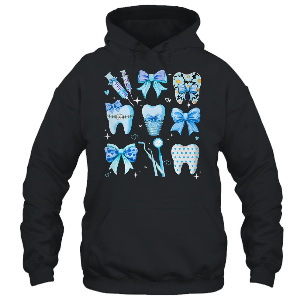 Cute Blue Coquette Bow Teeth Dentist Squad Dental Assistant Shirt & Hoodie | teecentury