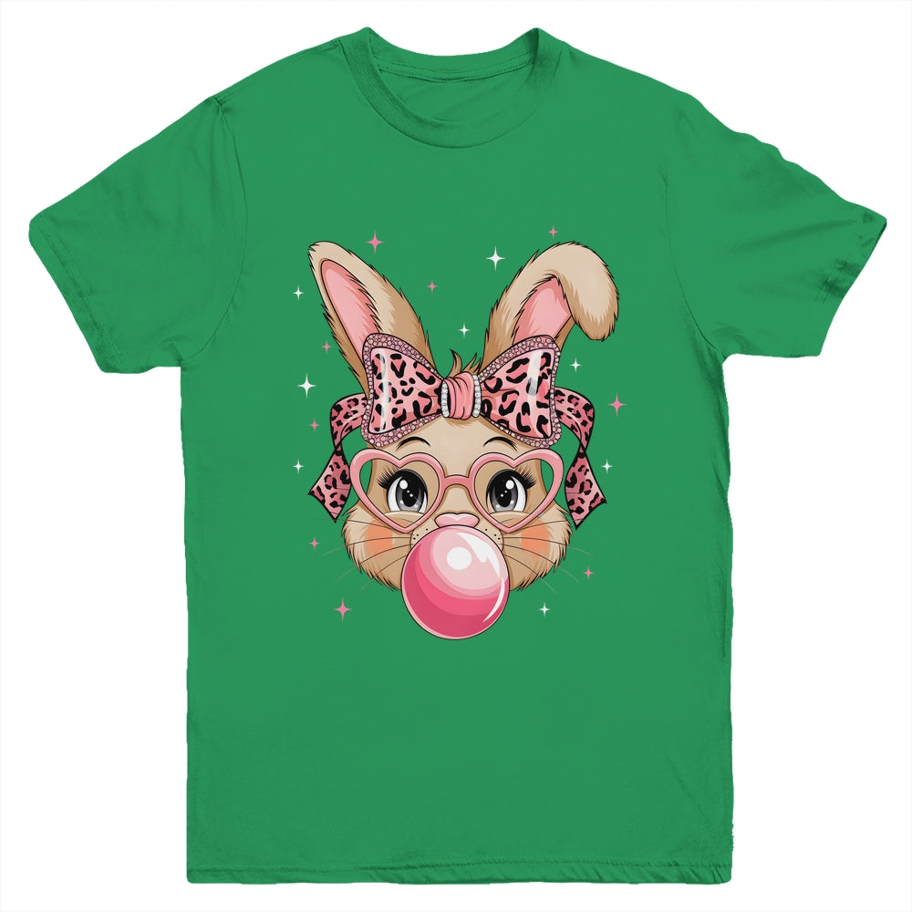Cute Bunny Rabbit Face Leopard Glasses Girl Happy Easter Day Youth Shirt | teecentury