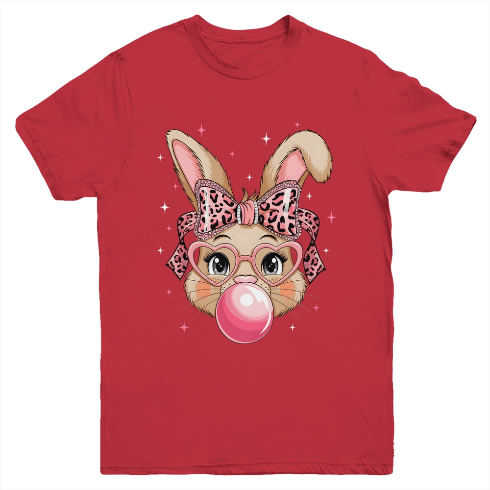 Cute Bunny Rabbit Face Leopard Glasses Girl Happy Easter Day Youth Shirt | teecentury