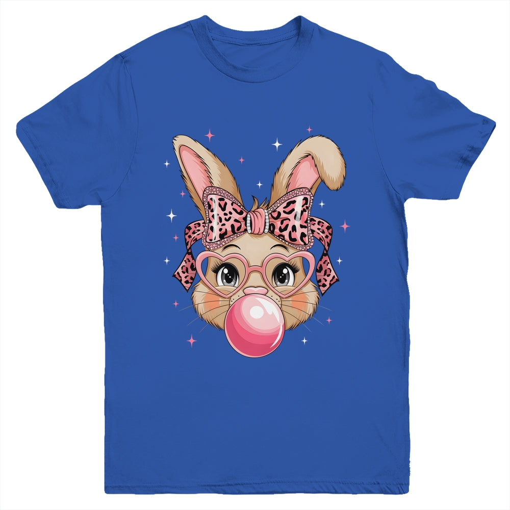 Cute Bunny Rabbit Face Leopard Glasses Girl Happy Easter Day Youth Shirt | teecentury