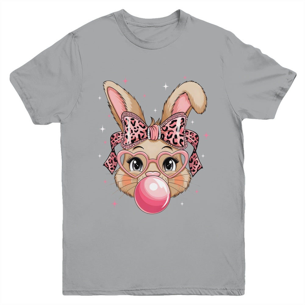 Cute Bunny Rabbit Face Leopard Glasses Girl Happy Easter Day Youth Shirt | teecentury