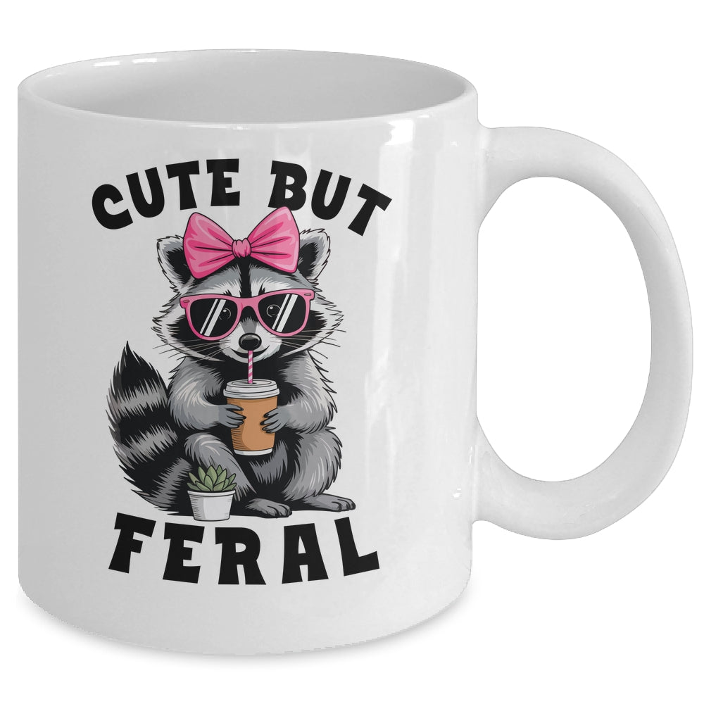 Cute But Feral Funny Colorful Racoon With Sunglasses Racoon Mug | teecentury