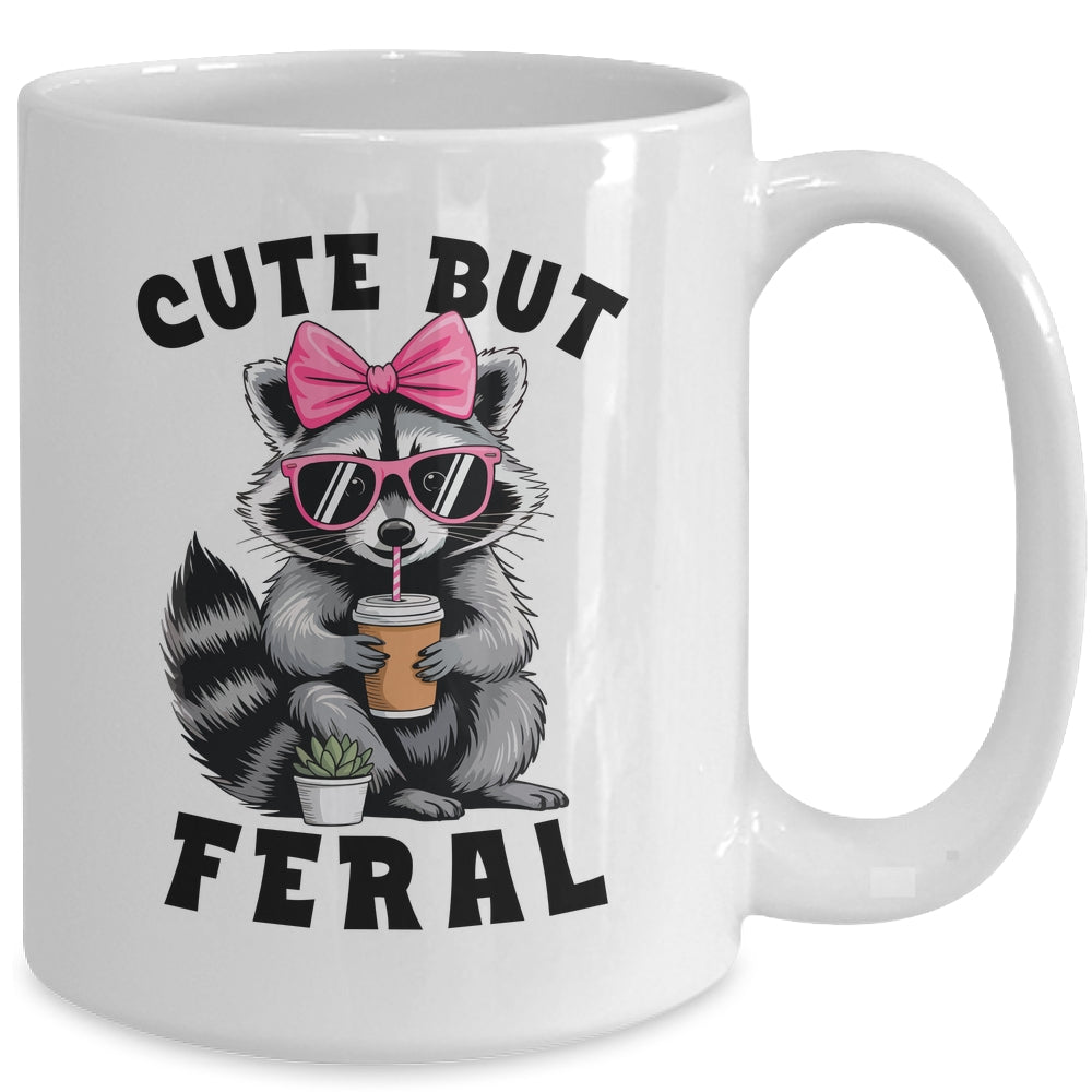 Cute But Feral Funny Colorful Racoon With Sunglasses Racoon Mug | teecentury