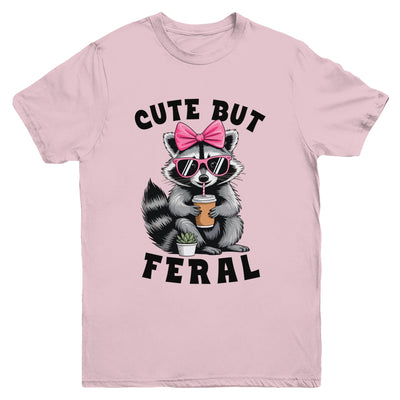 Cute But Feral Funny Colorful Racoon With Sunglasses Racoon Youth Shirt | teecentury