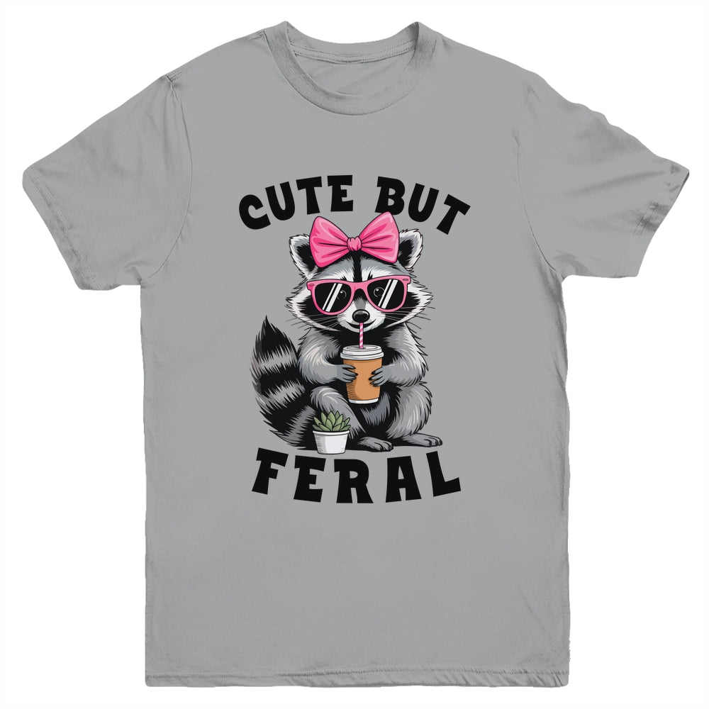 Cute But Feral Funny Colorful Racoon With Sunglasses Racoon Youth Shirt | teecentury