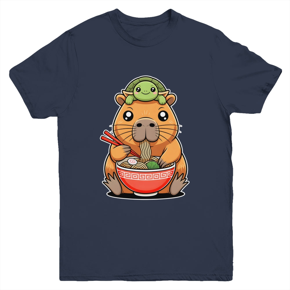 Cute Capybara And Turtle Backpack Ramen Kawaii Capibara Girl Youth Shirt | teecentury