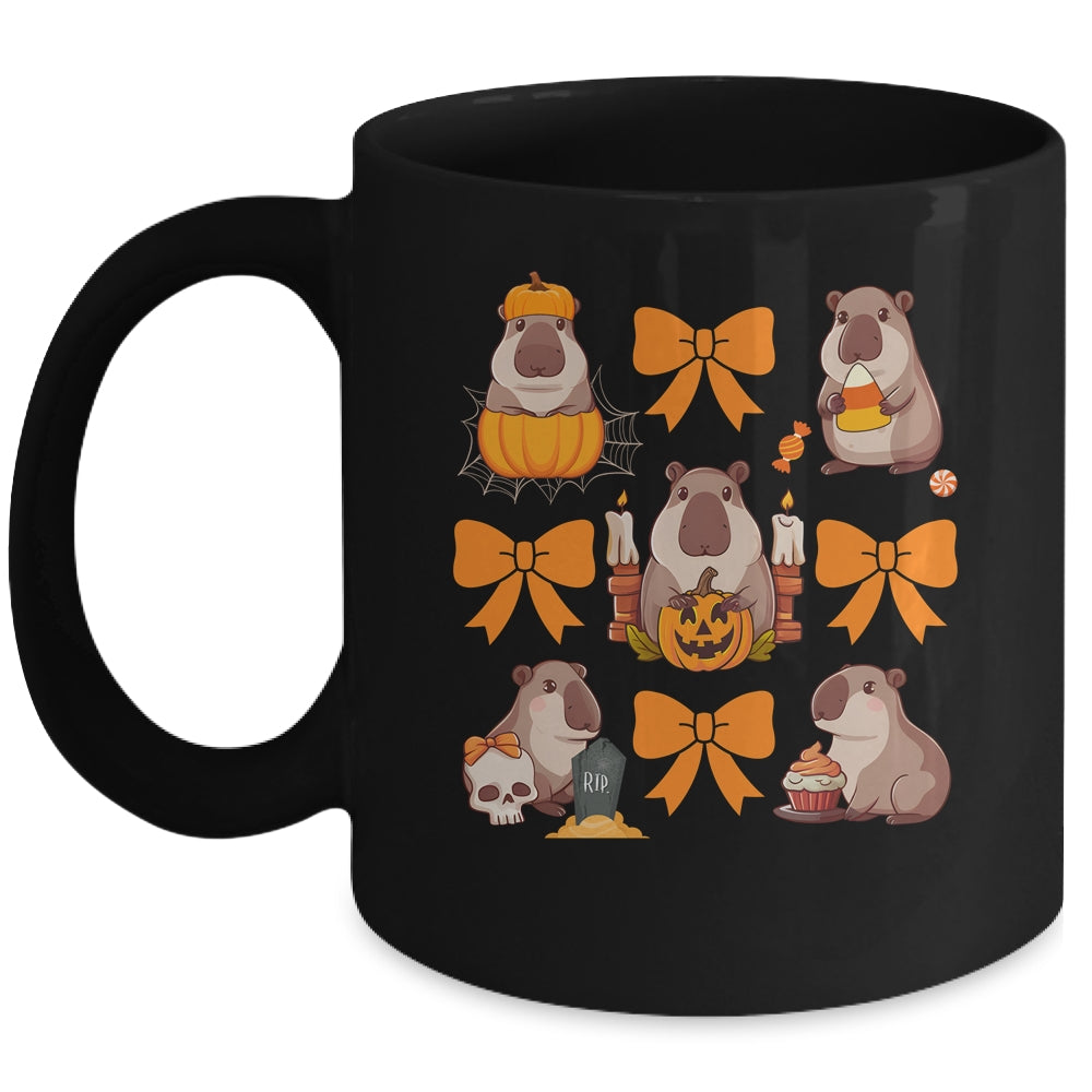 Cute Capybara Fall Halloween Capybara Coquette Bow Girls Mug | teecentury