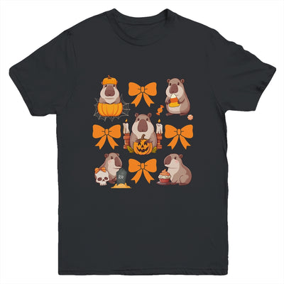 Cute Capybara Fall Halloween Capybara Coquette Bow Girls Youth Shirt | teecentury
