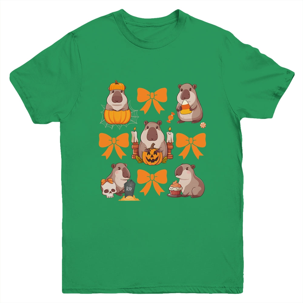 Cute Capybara Fall Halloween Capybara Coquette Bow Girls Youth Shirt | teecentury