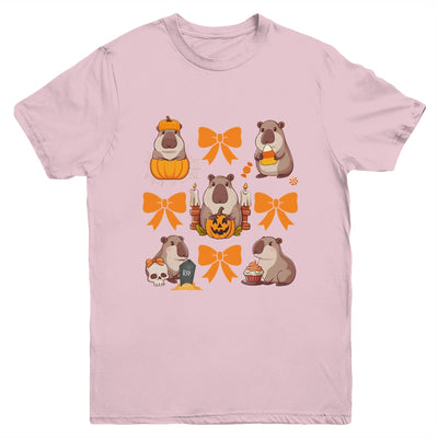Cute Capybara Fall Halloween Capybara Coquette Bow Girls Youth Shirt | teecentury