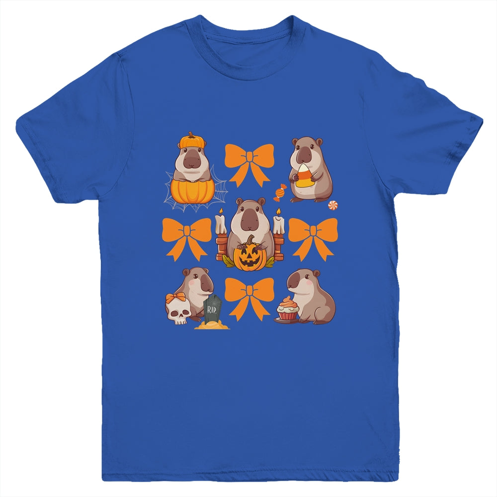 Cute Capybara Fall Halloween Capybara Coquette Bow Girls Youth Shirt | teecentury