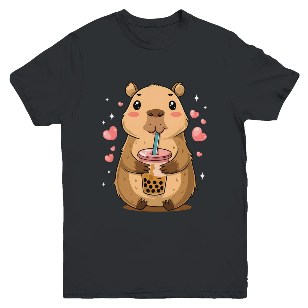 Cute Capybara Tea Bubble Rodent Women Teen Girls Kids Youth Shirt | teecentury