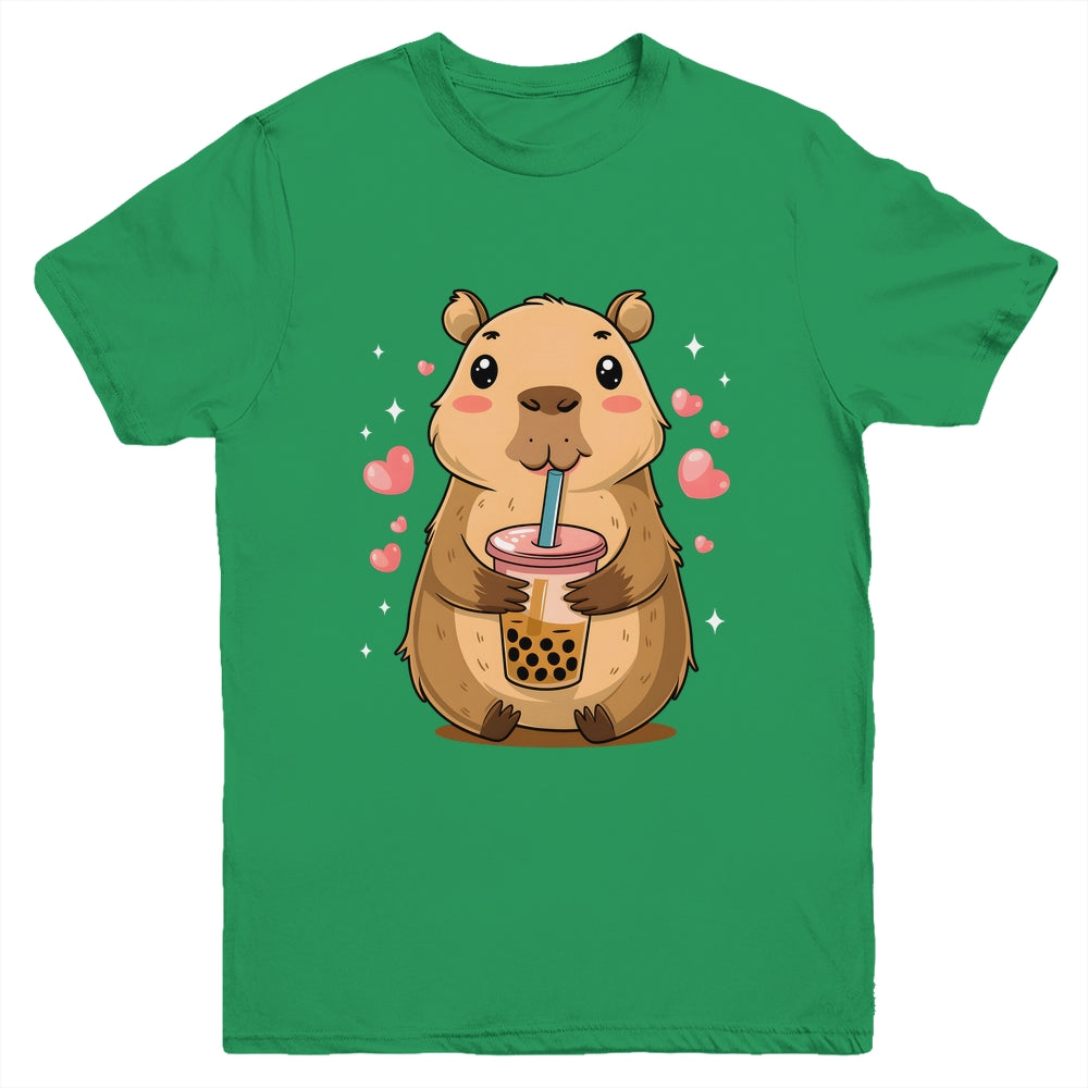 Cute Capybara Tea Bubble Rodent Women Teen Girls Kids Youth Shirt | teecentury