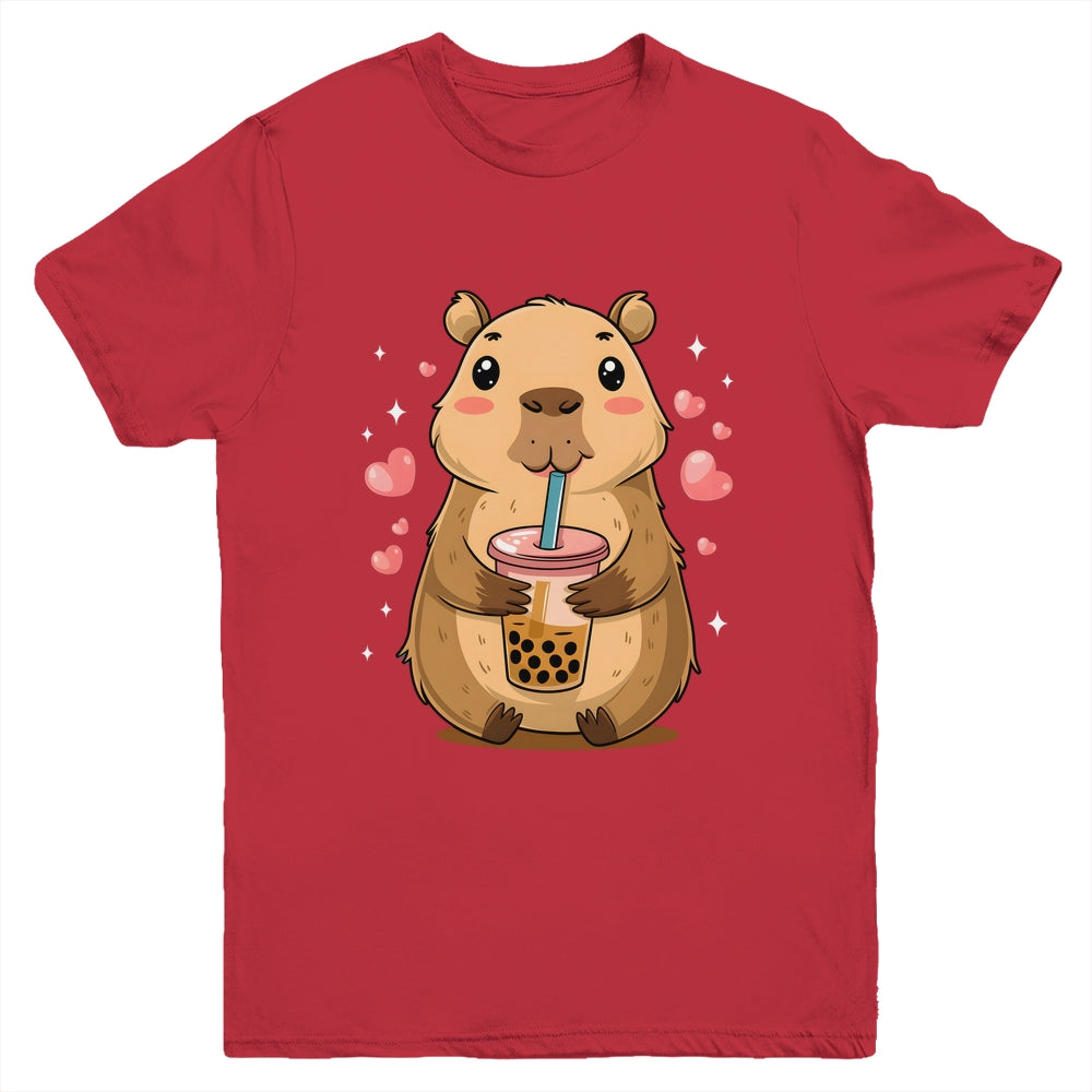 Cute Capybara Tea Bubble Rodent Women Teen Girls Kids Youth Shirt | teecentury