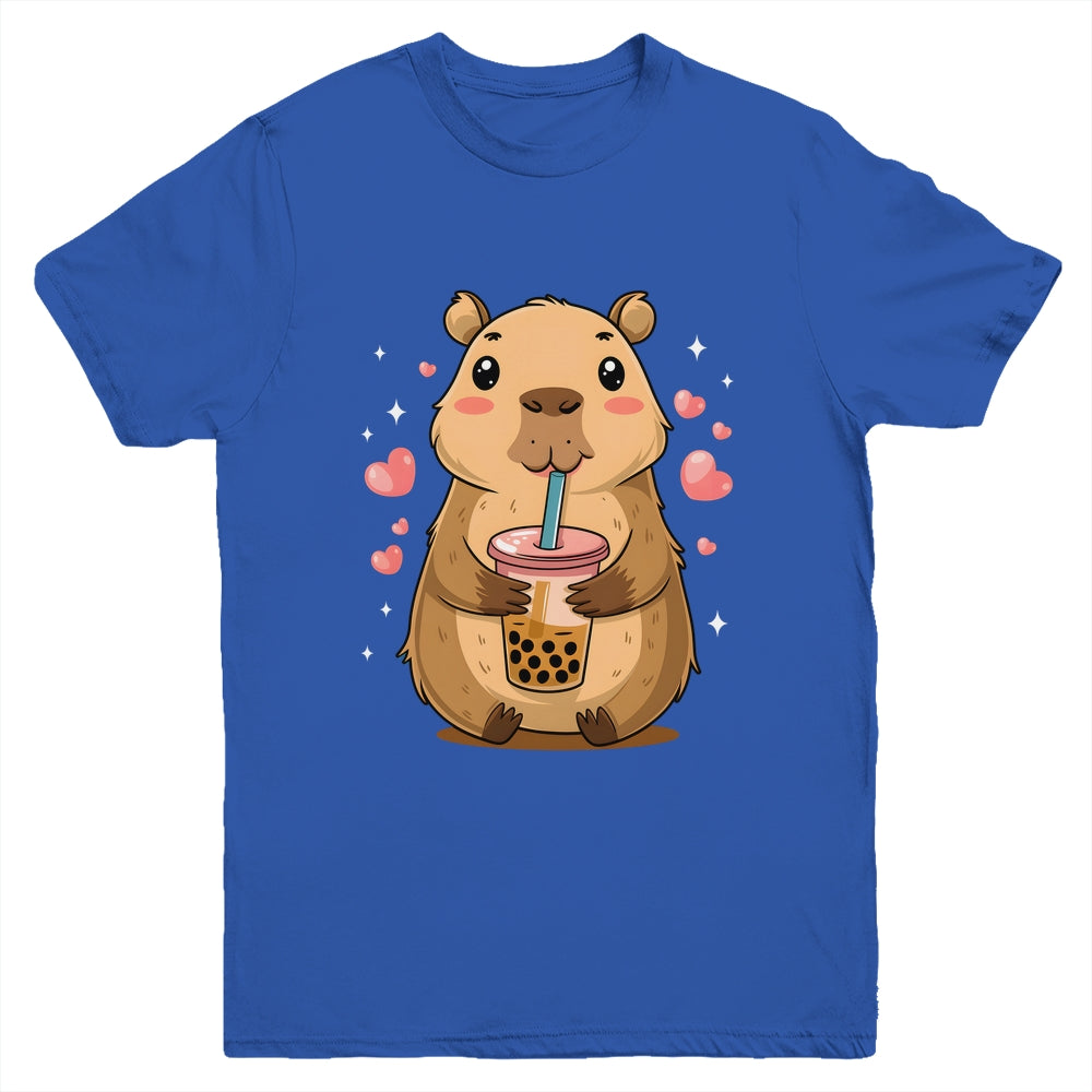 Cute Capybara Tea Bubble Rodent Women Teen Girls Kids Youth Shirt | teecentury