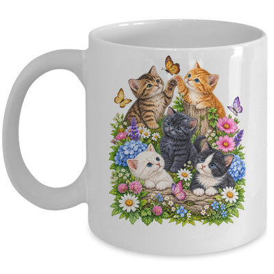 Cute Cat Flower Floral Kitten Vintage Nature Cat Lover Mug | teecentury