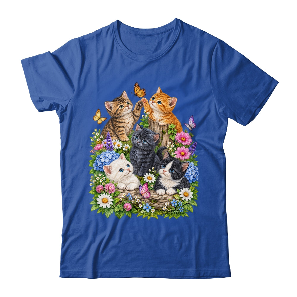 Cute Cat Flower Floral Kitten Vintage Nature Cat Lover Shirt & Tank Top | teecentury