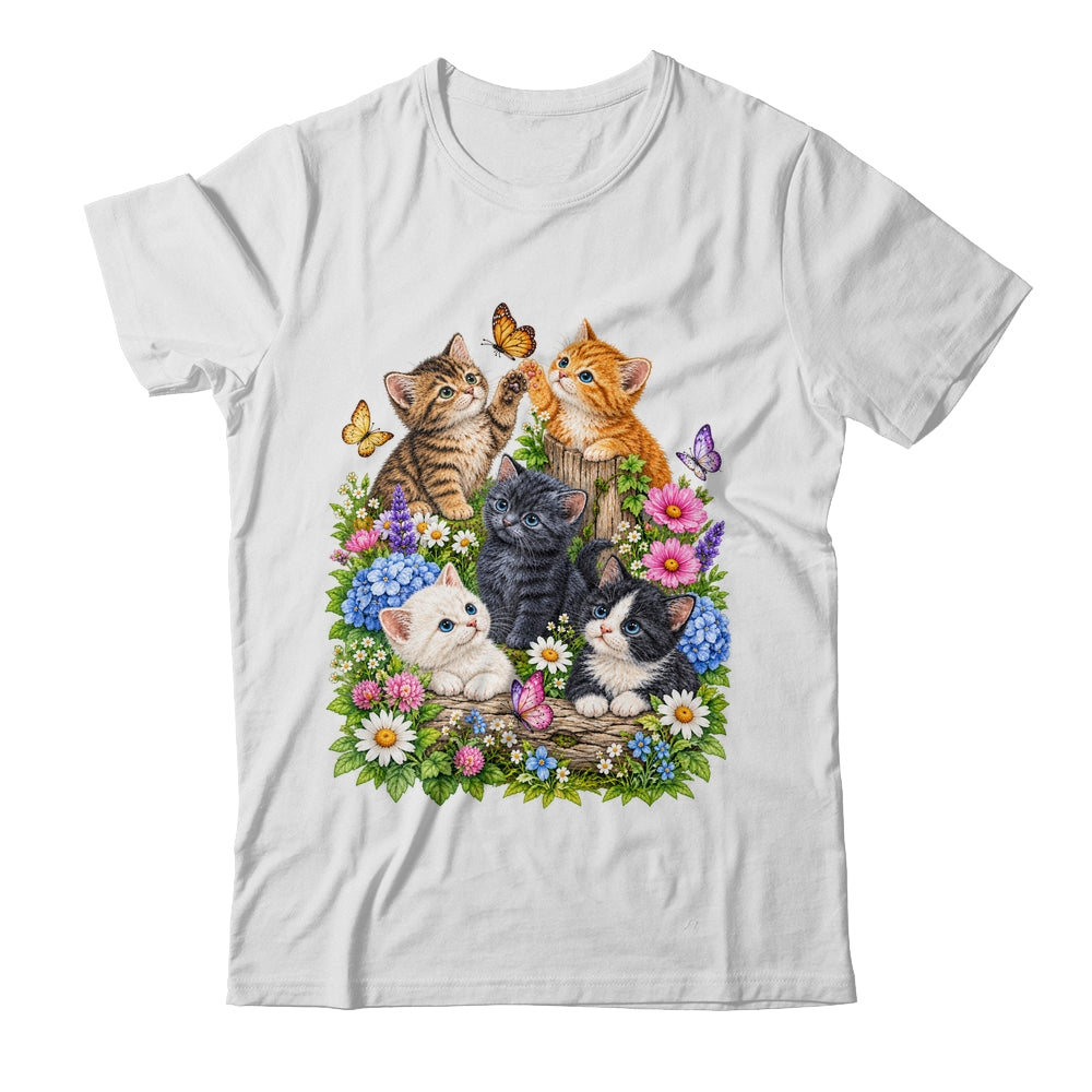 Cute Cat Flower Floral Kitten Vintage Nature Cat Lover Shirt & Tank Top | teecentury