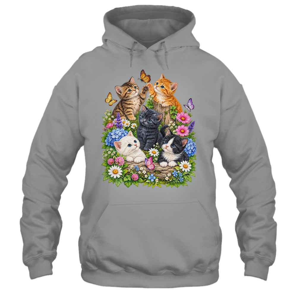 Cute Cat Flower Floral Kitten Vintage Nature Cat Lover Shirt & Tank Top | teecentury